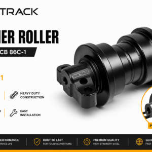 Carrier Roller for JCB 86C-1 mini excavator manufactured by MAQ TRACK. Premium upper track roller made from heat-treated steel for maximum durability and smooth undercarriage performance.